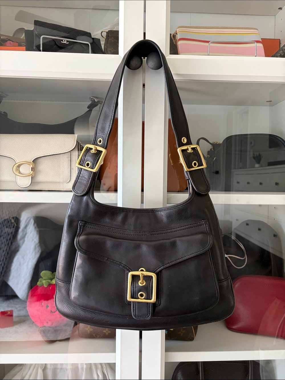 Y2K Coach Black Burnished Leather Legacy Saddle Bag No 9340